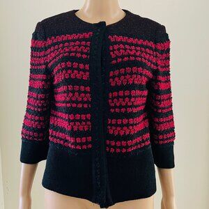 Ming Wang Sapphire Jacket Red Black Knit Size Petite Medium
